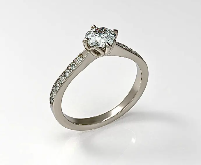 Embossed Diamond Engagement Ring
