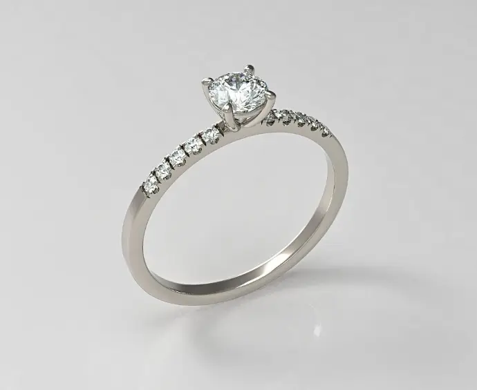 Anillo Solitario Banda Media Diamantes