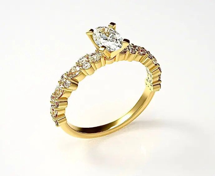 Anillo diamante oval y pears