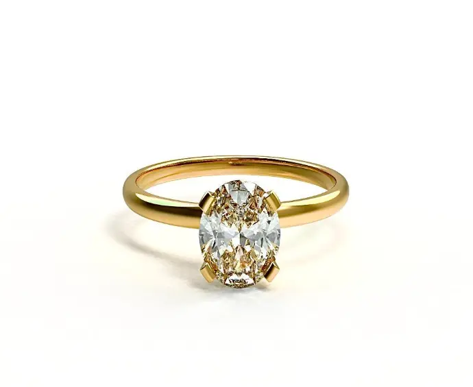 Anillo Solitario Diamante Oval